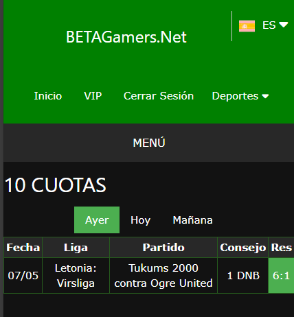 boleto de apuesta vip ganada